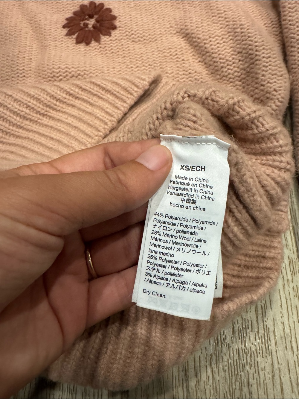 Madewell Dusty Rose Crewneck Sweater with Rust Floral Embroidery - Picture 5 of 6